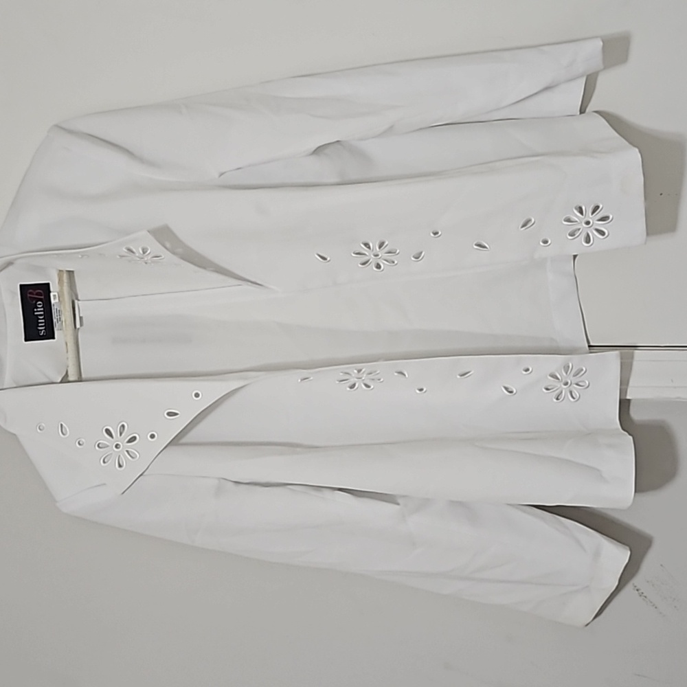 Studio B white blazer with eyelets